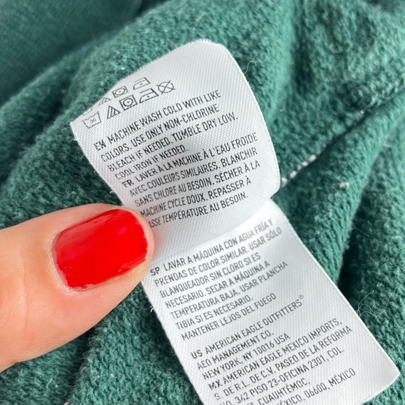 American Eagle Outfitters Mens Long Sleeve Hoodie Jacket Green Logo Large - Picture 11 of 11